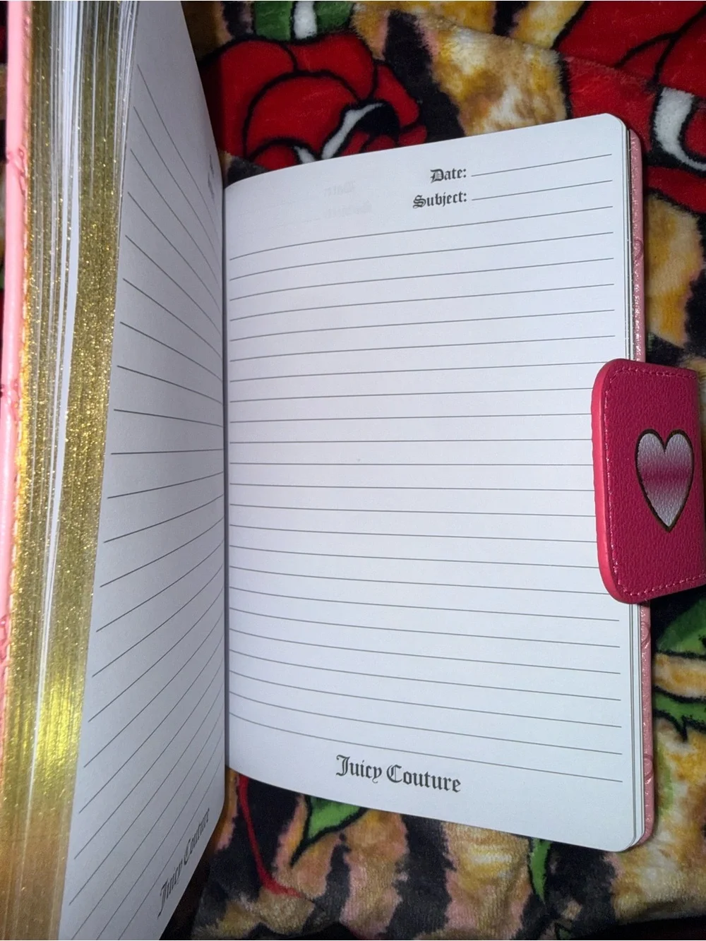 Juicy Couture Pink Heart Notebook with Matching Pink Pen